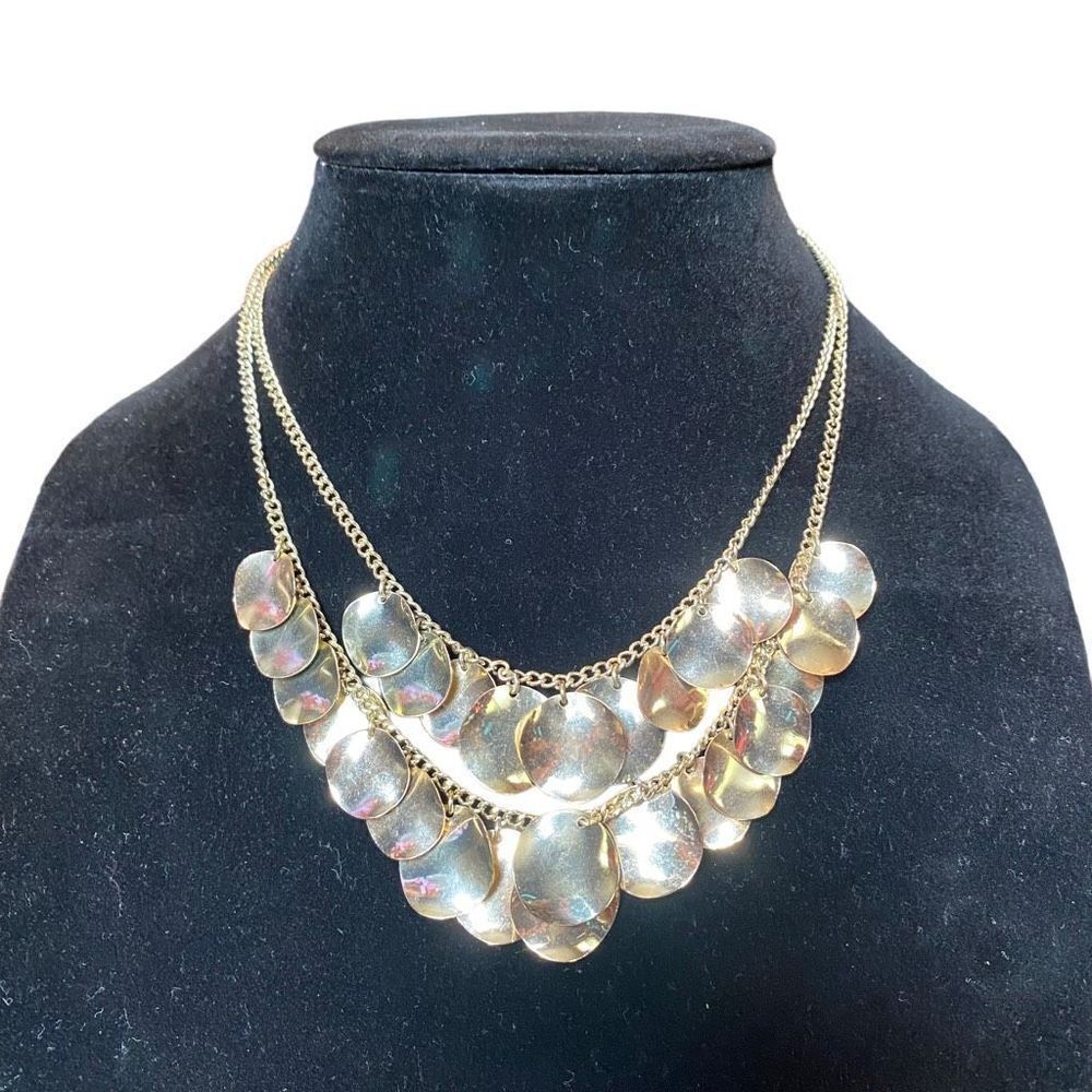 Circle Disk Dangling Statement Bib Necklace - image 1